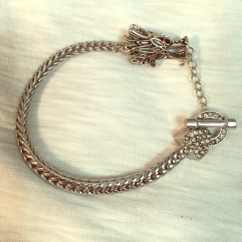 BaubleBar Silver Crystal Dragon Bracelet